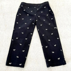 Coldwater Creek Ankle Pants Womens Size 8‎ Black Zebra Embroidered Side Zip